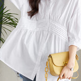 Waist-Defined Medium Sleeve Shirt