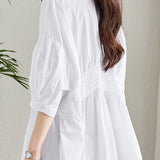 Waist-Defined Medium Sleeve Shirt