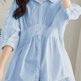 Waist-Defined Medium Sleeve Shirt