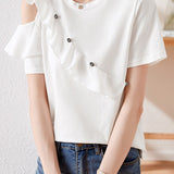 Casual Ruffled Off-Shoulder Short Sleeve