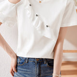 Casual Ruffled Off-Shoulder Short Sleeve