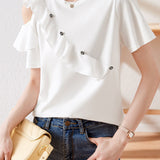 Casual Ruffled Off-Shoulder Short Sleeve