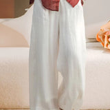 Solid Color Linen Wide-Leg Pants