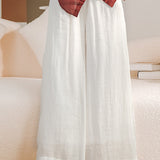 Solid Color Linen Wide-Leg Pants