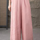 Solid Color Linen Wide-Leg Pants