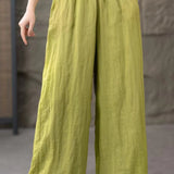 Solid Color Linen Wide-Leg Pants