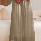 Solid Color Linen Wide-Leg Pants