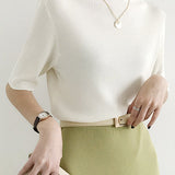 Simple Medium Sleeve Knit Top