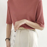 Simple Medium Sleeve Knit Top