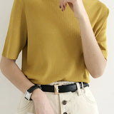 Simple Medium Sleeve Knit Top