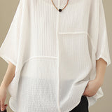 Loose Batwing Sleeve Linen-Look T-Shirt