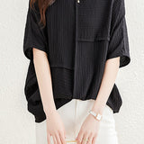 Loose Batwing Sleeve Linen-Look T-Shirt