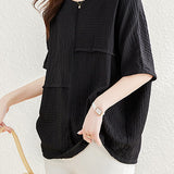 Loose Batwing Sleeve Linen-Look T-Shirt