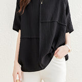 Loose Batwing Sleeve Linen-Look T-Shirt