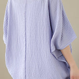 Loose Batwing Sleeve Linen-Look T-Shirt