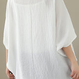 Loose Batwing Sleeve Linen-Look T-Shirt