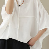 Loose Batwing Sleeve Linen-Look T-Shirt