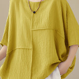 Loose Batwing Sleeve Linen-Look T-Shirt