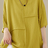 Loose Batwing Sleeve Linen-Look T-Shirt