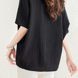 Loose Batwing Sleeve Linen-Look T-Shirt