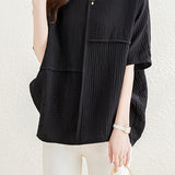 Loose Batwing Sleeve Linen-Look T-Shirt