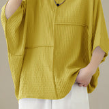 Loose Batwing Sleeve Linen-Look T-Shirt