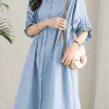 Asymmetrical Pleated Shirt Dress