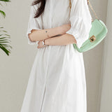 Asymmetrical Pleated Shirt Dress