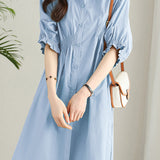 Asymmetrical Pleated Shirt Dress