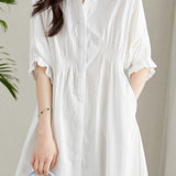 Asymmetrical Pleated Shirt Dress