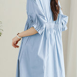 Asymmetrical Pleated Shirt Dress