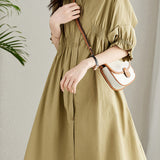 Asymmetrical Pleated Shirt Dress