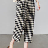 Casual Plaid Wide-Leg Pants