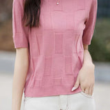 Round Neck Solid Color Fine Knit Top