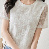 Crochet Lace Short Sleeve Top