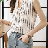 French Elegant Striped V-Neck Tank Top