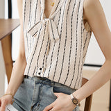 French Elegant Striped V-Neck Tank Top