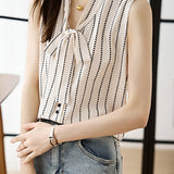 French Elegant Striped V-Neck Tank Top