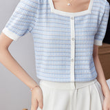 Fashionable Shiny Yarn Knit Top