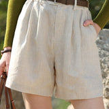 Retro Literary High-Waisted Thin Shorts