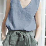 Simple Linen Sleeveless Tank Top