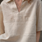 Solid Color Linen T-Shirt