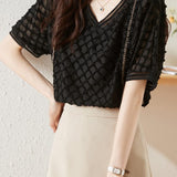 Elegant V-Neck Chiffon Short Sleeve