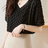 Elegant V-Neck Chiffon Short Sleeve