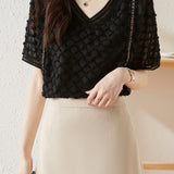 Elegant V-Neck Chiffon Short Sleeve