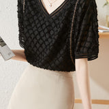 Elegant V-Neck Chiffon Short Sleeve