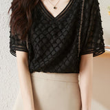 Elegant V-Neck Chiffon Short Sleeve