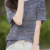 Vintage fine-spun round-neck knit T-shirt