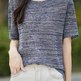 Vintage fine-spun round-neck knit T-shirt