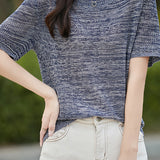 Vintage fine-spun round-neck knit T-shirt